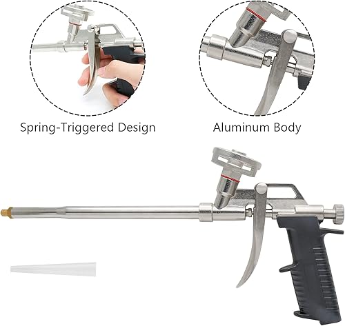 Vista 4 de Pistola de aplicación de sellador de pistola de espuma de PU, aplicador de pistola de espuma expansible de aislamiento por pulverización, pistola
