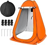VASLON Tente de douche, Tente Portable de Camping, Dressing Toilettes Chambre à langer Tente pour Camping Randonnée Plage de pêche au picnic, pliable avec sac de transport (Orange,Double)