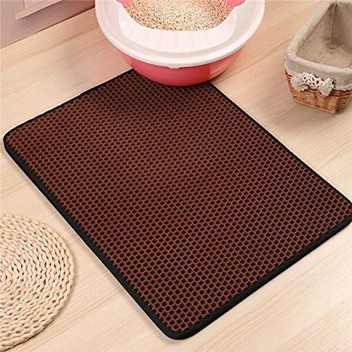 Tapis litière chat double couche étanche marron 30x30cm accessoire maison toilette