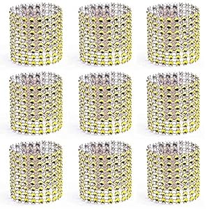 Serviettenringe, Gold Strass Diamant Serviettenschnallen für Tischdekoration, Hochzeit, Abendessen, Party, DIY…