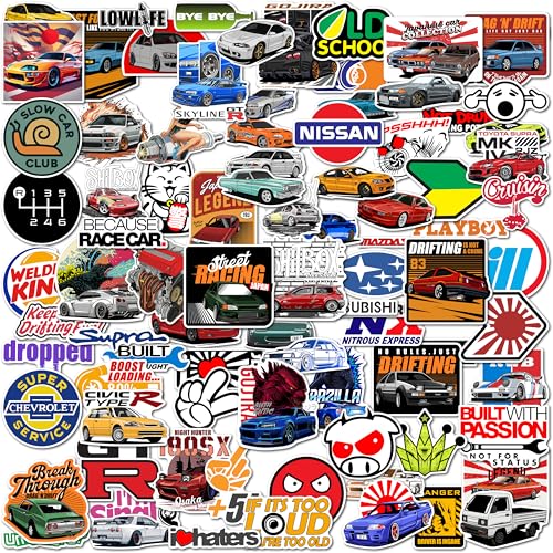 Image of WallDesign Race-Ready 90 Collection of Authentic JDM Sticker Set - Mobile, Laptop, Accessories, Gifting - Durable, Laminated, Quality Printed Vinyl, self-adhesive, 2 inch