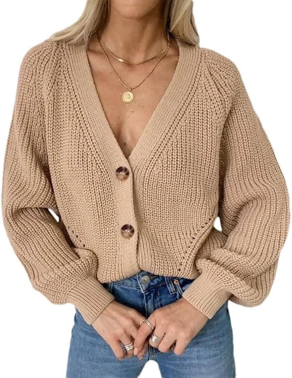 Women Solid Cardigan Sweater V-Neck Long Sleeve Single Breasted Sweaters Short Coat Women Knit Clothing
