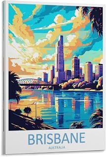 OFFTVOS Brisbane Travel Print Canvas Wall Art Modern Travel Poster Home Room Decor 08x12inch(20x30cm)