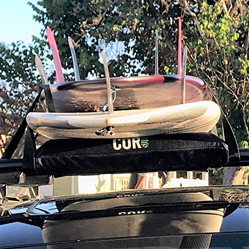 Image of COR Surf Aero Car Roof Rack Pads for Surfboard, Kayak, SUP, Snowboard, Surfboard, Paddleboard and Canoe for Large and Flat Style Aero Bars