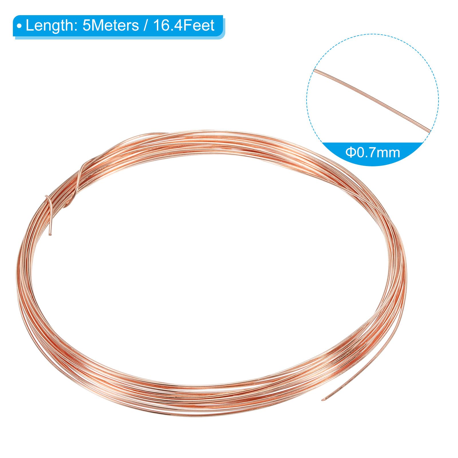 XIFOWE 99.9% Soft Copper Wire, 22 Gauge, Diameter 0.024" (0.6 Mm), 738 - View #3