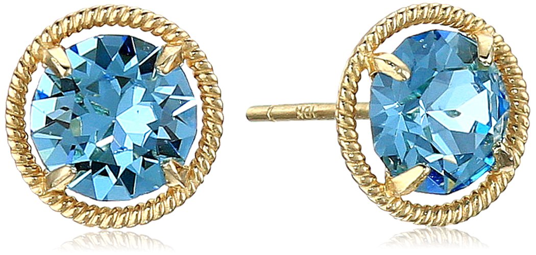 Amazon Collection 10k Gold Made with Infinite Elements Imported Crystal Birthstone Stud Earrings