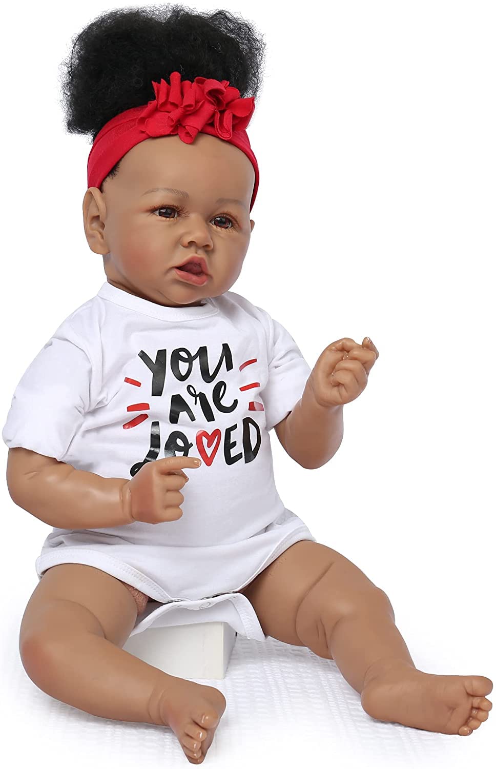 Saskia - Muñeca de bebé recién nacida negra de 20 pulgadas con aspecto real, el mejor regalo para niños a partir de 3 años 3