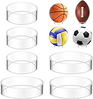 Skrfren 6-Pack Clear Acrylic Sphere Display Stands, 2 Sizes 2.6" & 1.77" Football Soccer Ball Holders for Basketball Volleyball Collectibles