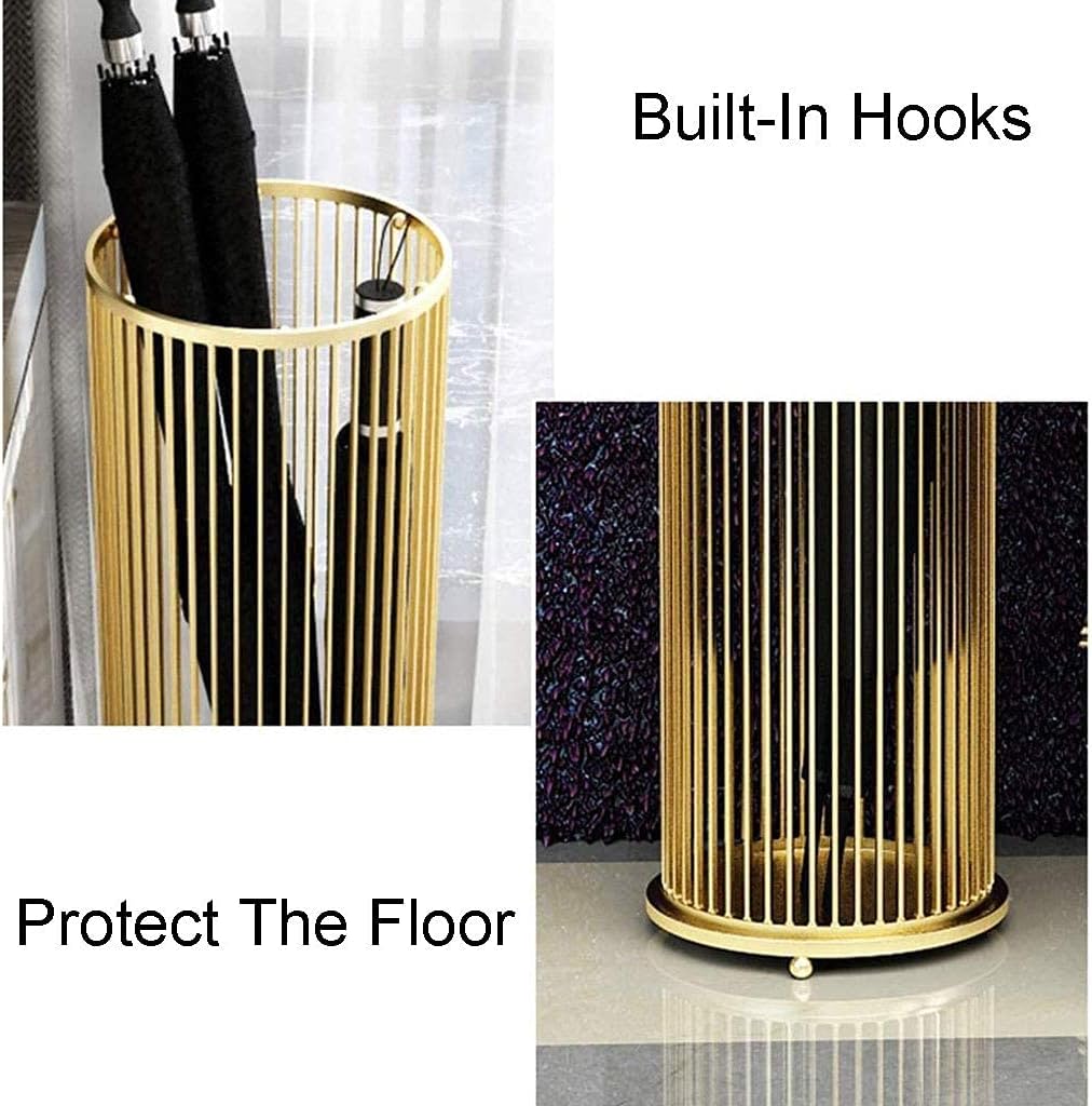 Metal Umbrella Stand - Stylish Indoor Umbrella Holder for Walking Sticks, Hallway & Commercial Use, Black & Gold Design, Modern & Durable Umbrella nizer.