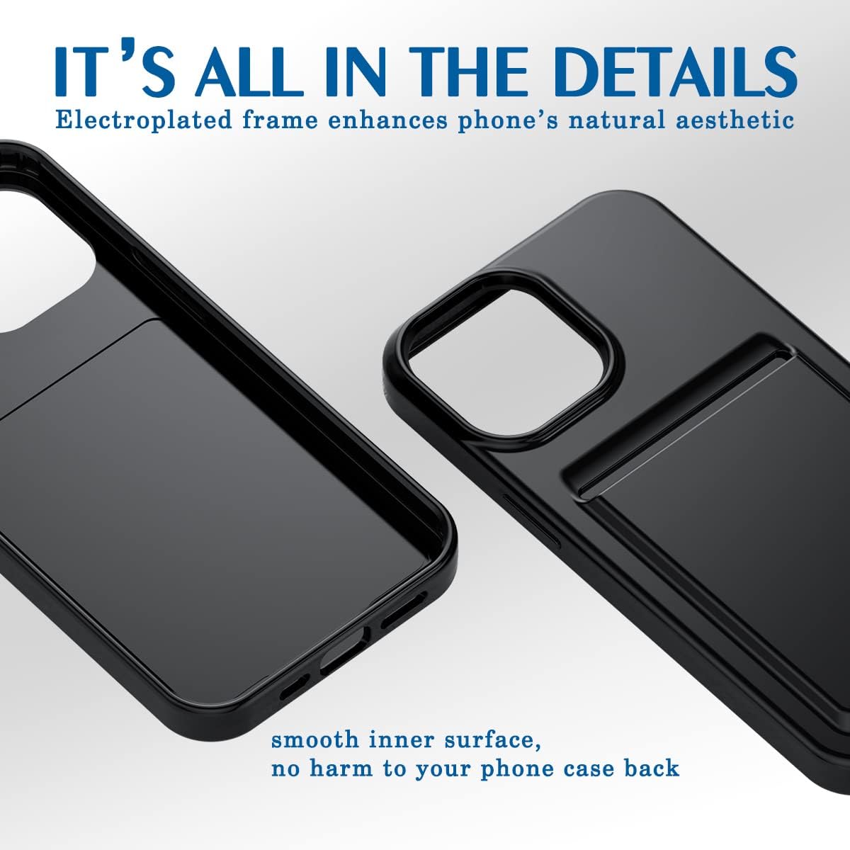 Petocase for iPhone 13 Wallet Case,Card Holder Slot Ultra Bling Slim Clear Flexible TPU Soft Silicone Protective Phone Case Cover for Apple iPhone 13 6.1inch Black - Image 7