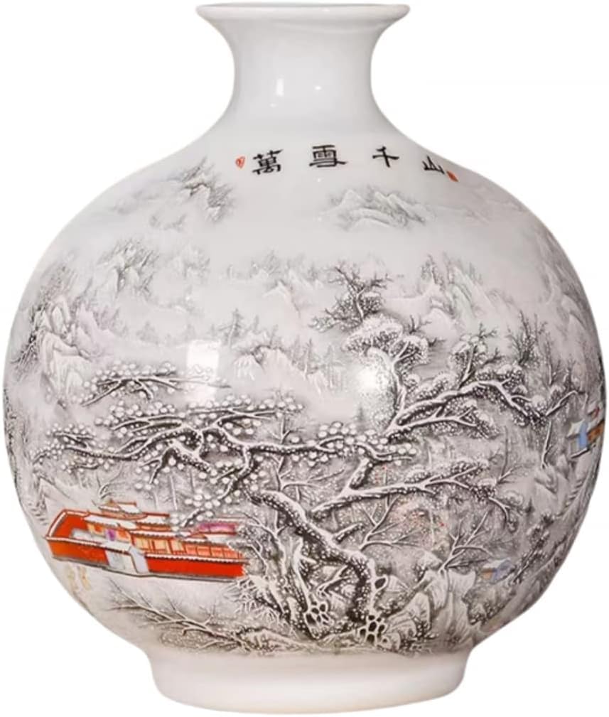 Bzgpmfud One Color Vase Desktop Chinese Ceramic With Stand White Large Porcelain Flower Antique Vases Traaditional Decorative High 30 Cm