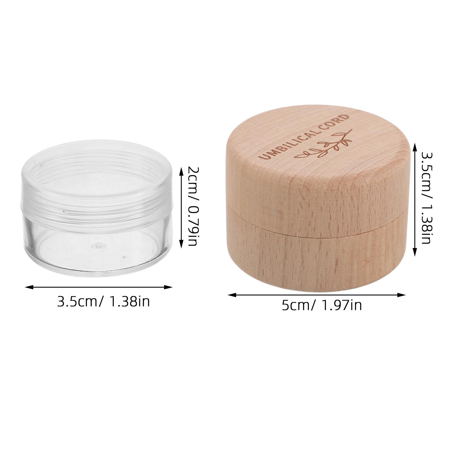 Caja de Madera para Cordón Umbilical de Ñiño Tapa Transparente, 5x5x3,5cm, para Recuerdo de Recién Nacido y Bautizo