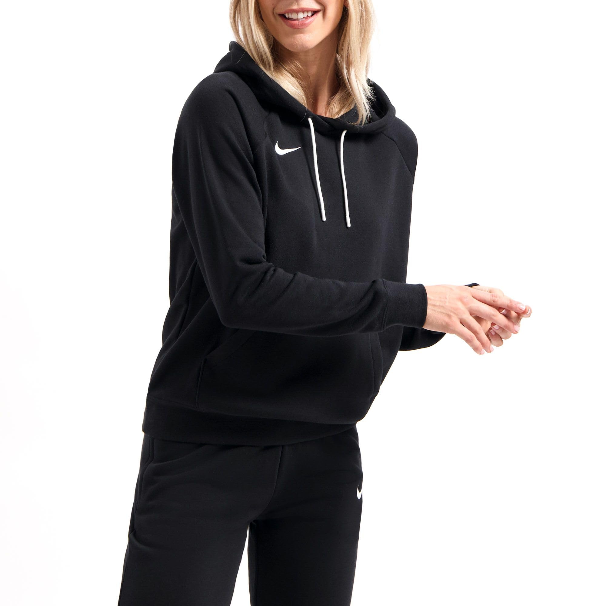 NIKE Womens Nk Flc Park20 Po Hoodie Sweatshirt, Black/White, M EU