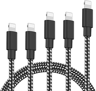 Phone Charger 【5Pack】3FT 3FT 6FT 6FT 10FT Nylon Braided USB Charging & Syncing Cable Compatible with iPhone14/14 Pro/14 Max and More (Black)