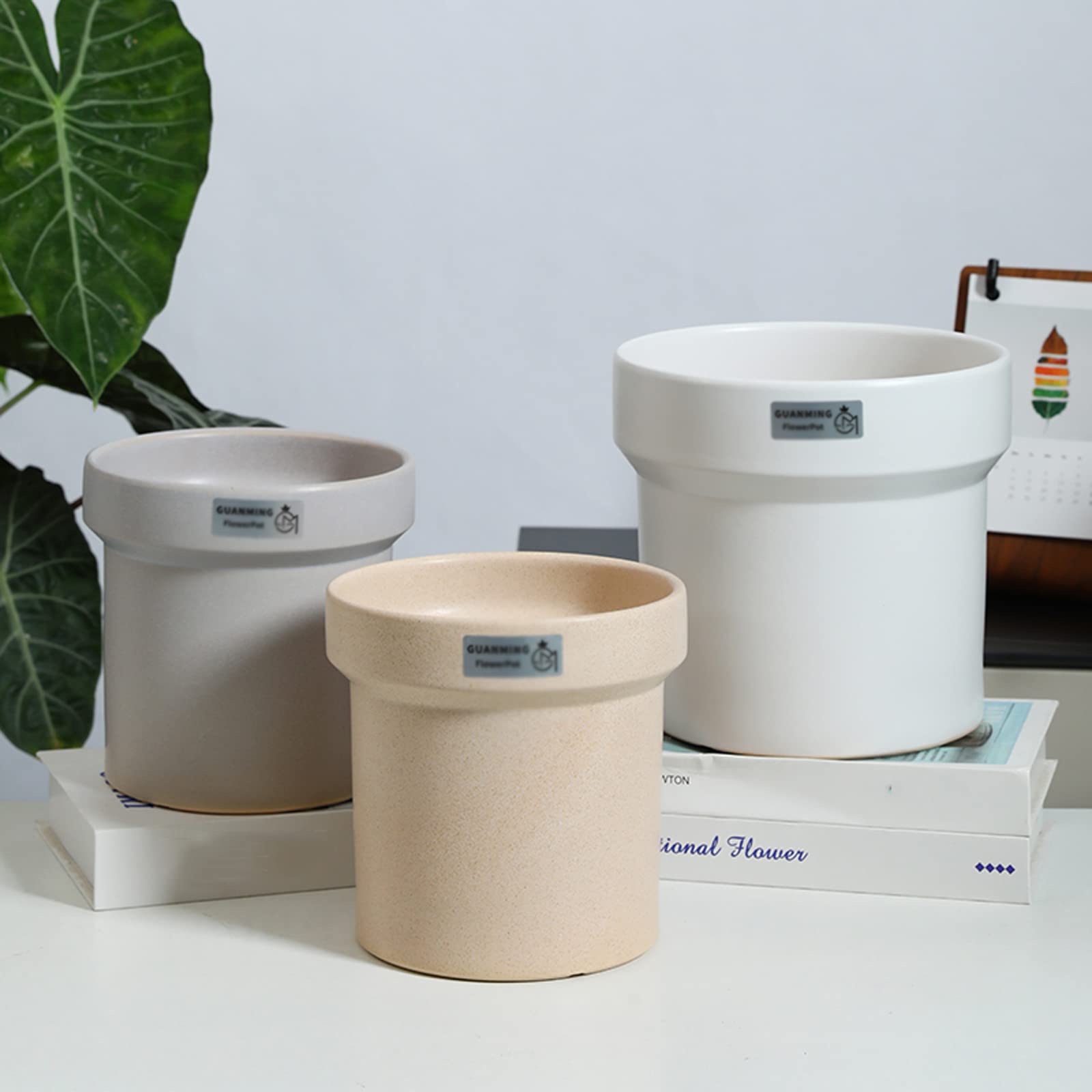 Vasi da Giardino Vasi per Piante in Ceramica, Vaso da Fiori Moderno da 6,88/8,46 Pollici con Foro di drenaggio per la Decorazione di Interni ed Esterni di casa e Ufficio