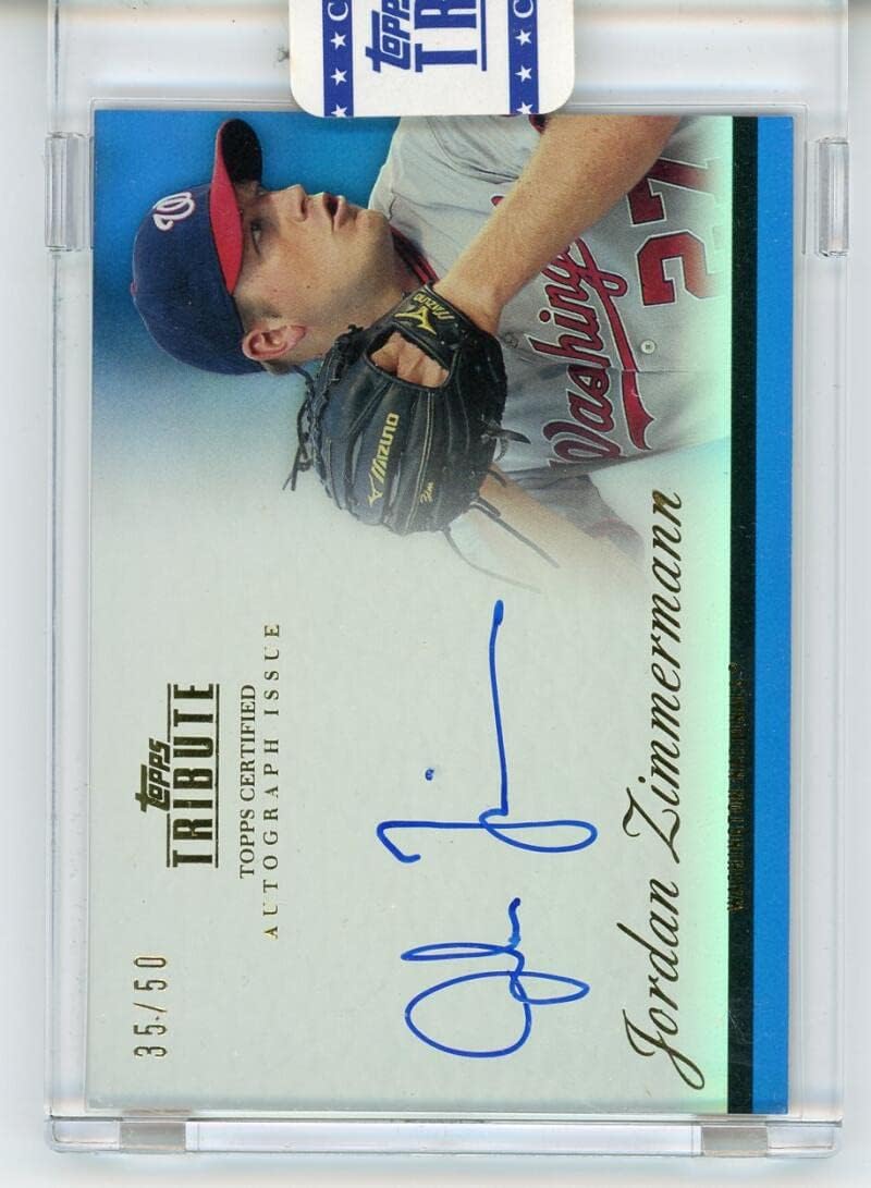 2012 Topps Tribute Autographs Blue #JZ2 Jordan Zimmermann MLB Baseball Card (Autographed) /50 NM-MT