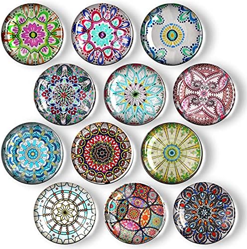 OOTSR 12PCS Refrigerator Magnets Mandala Flower Pattern, Fridge Magnets Kitchen Whiteboard Office Magnets, Perfect Fridge Magnets for House Office Personal Use