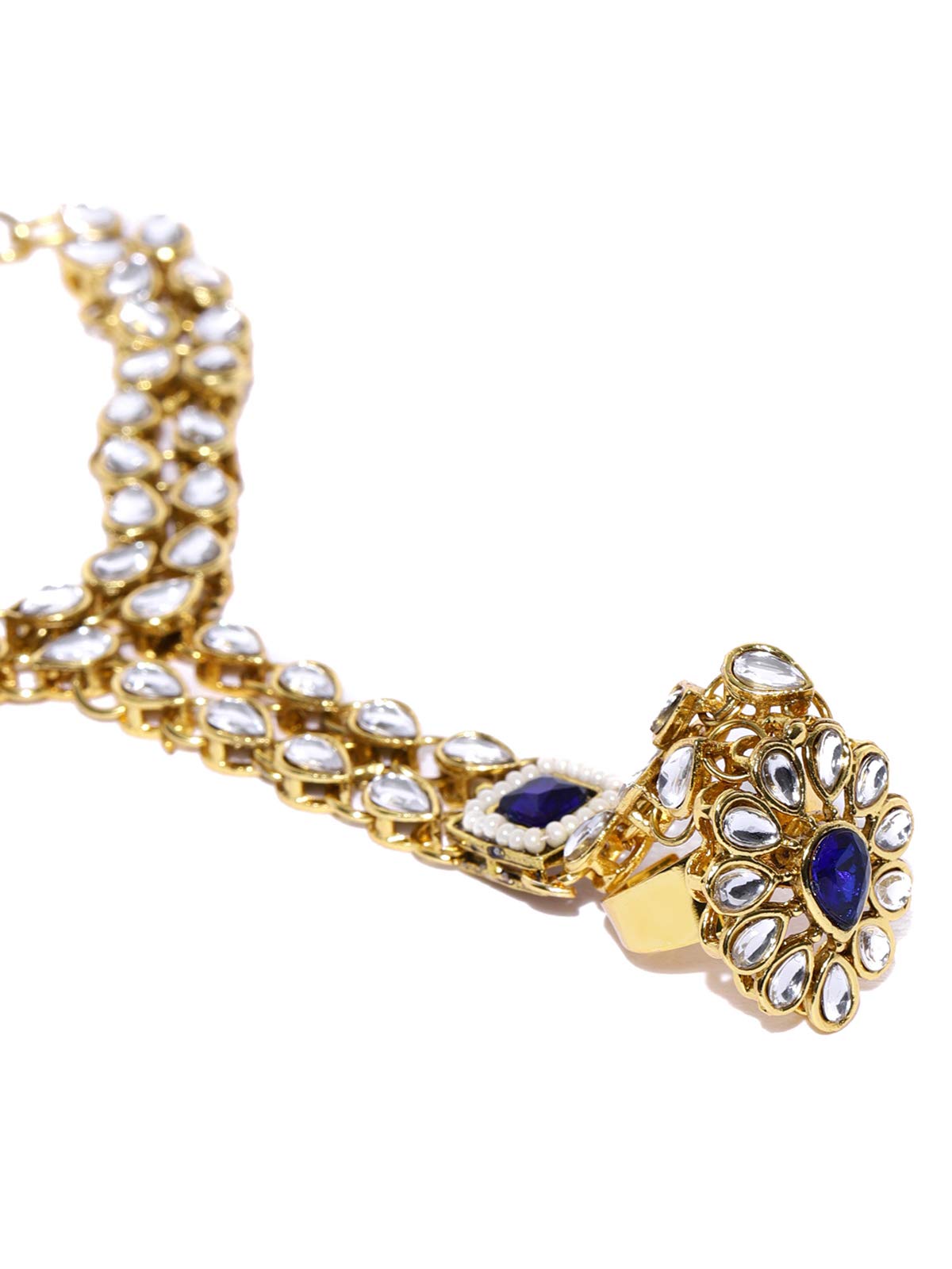 Women's Traditional Tone Kundan Ring Bracelet