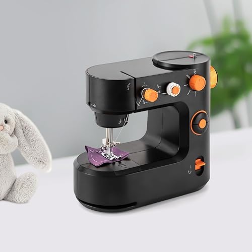 Miniatura 7 de Mini máquina de coser portátil de doble velocidad para principiantes, kit de máquinas de coser eléctricas con luz y kit de accesorios de costura