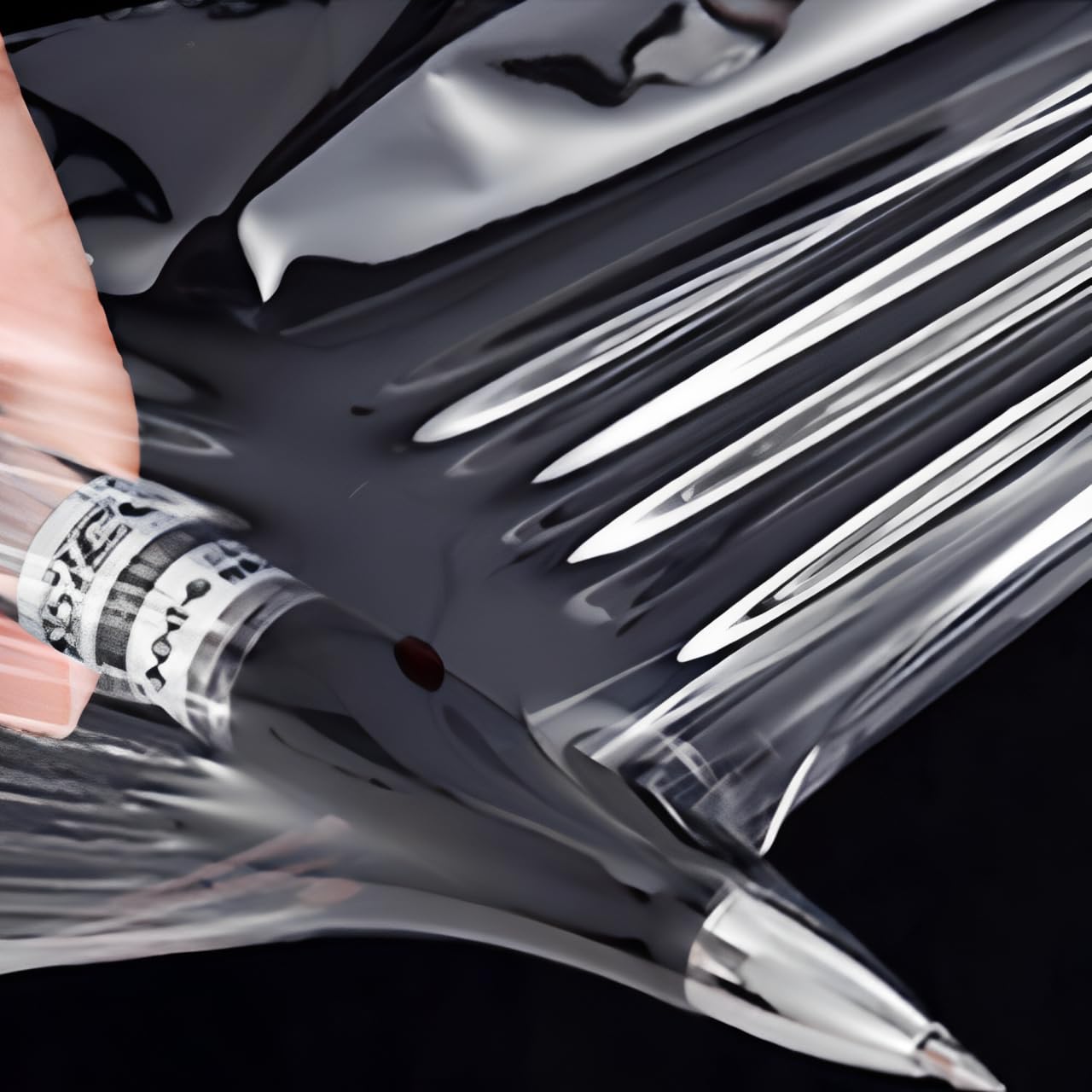 WELSTIK Film Negro para Embalar, 40 cm x 250 m, Con Mango de Plástico, para Embalaje de Palés, Transporte, Estabilidad y Protección, (Negro, 4 Rollos)