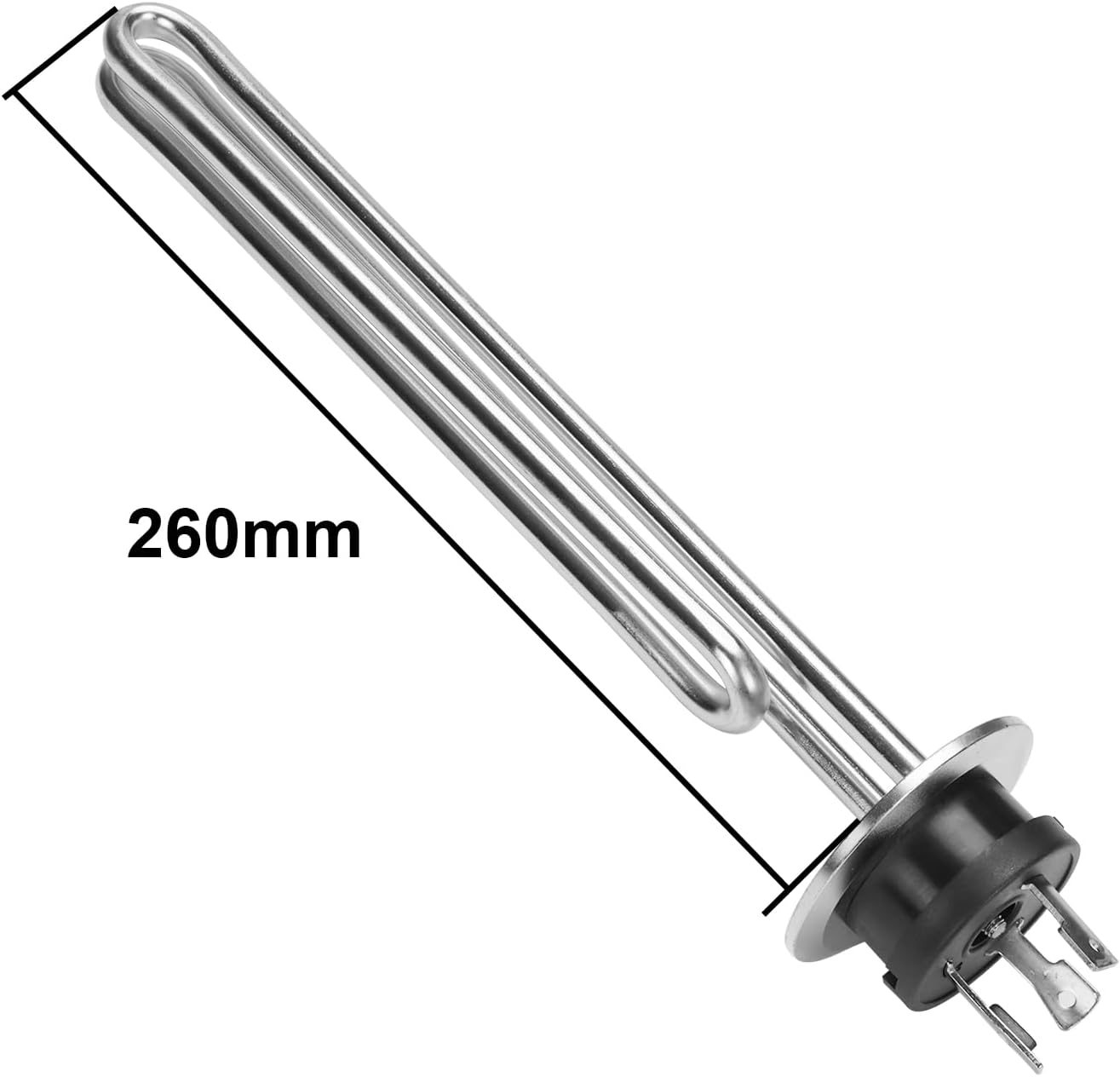 DERNORD 240V 2500W Tri-clamp Foldback Heating Element Stainless Steel Immersion Water Heater with 3-Wire Electrical Locking Plug (2 Inch Tri clamp)