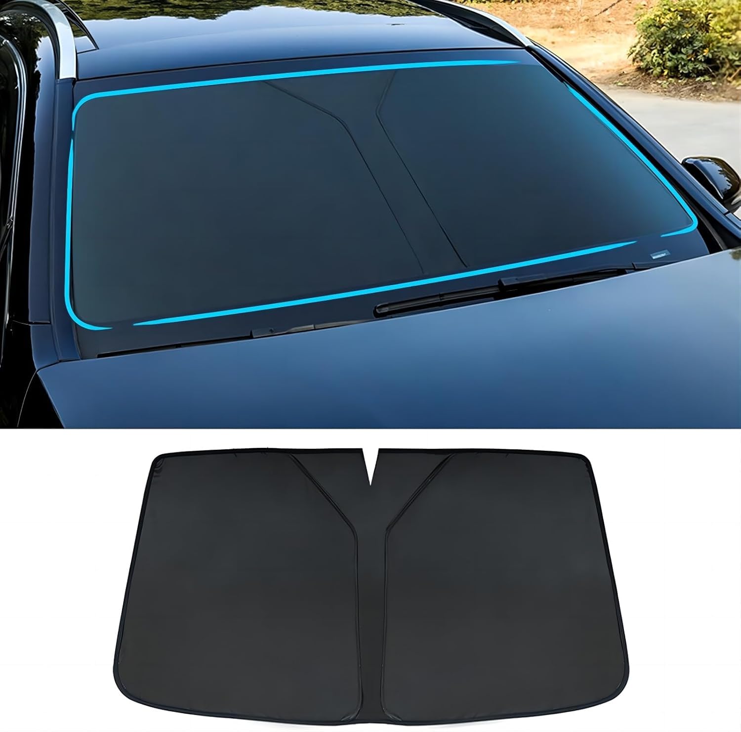 PANXUC Car Windscreen Sun Shade for Ford Focus MK4 Berline 4 portes C519 2018-2021, Windshield Sunshade Foldable Sun Shade Visor Cover Reflective UV Dust Protector