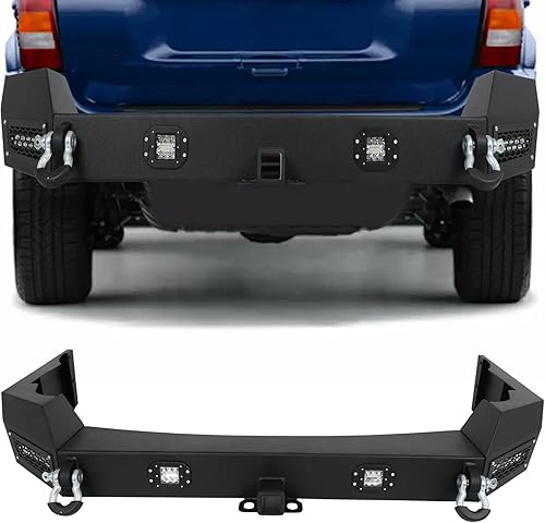 Miniatura 9 de FINDAUTO Parachoques delantero apto para Jeep Cherokee 1983-2001 con placa de cabrestante, luces LED y anillos en D, mejorado, texturizado