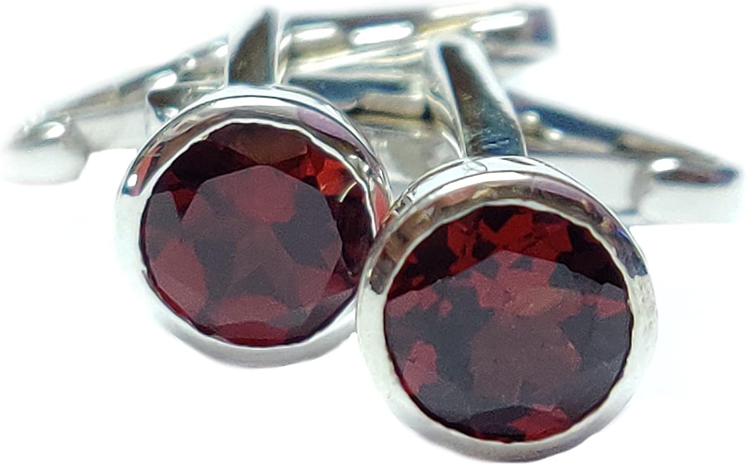 Handmade Silver Garnet Cufflinks Art Deco Garnet Cufflinks 7 mm Round 3 Ct Garnet Men Cufflinks Groomsmen Cufflinks Wedding Cufflinks