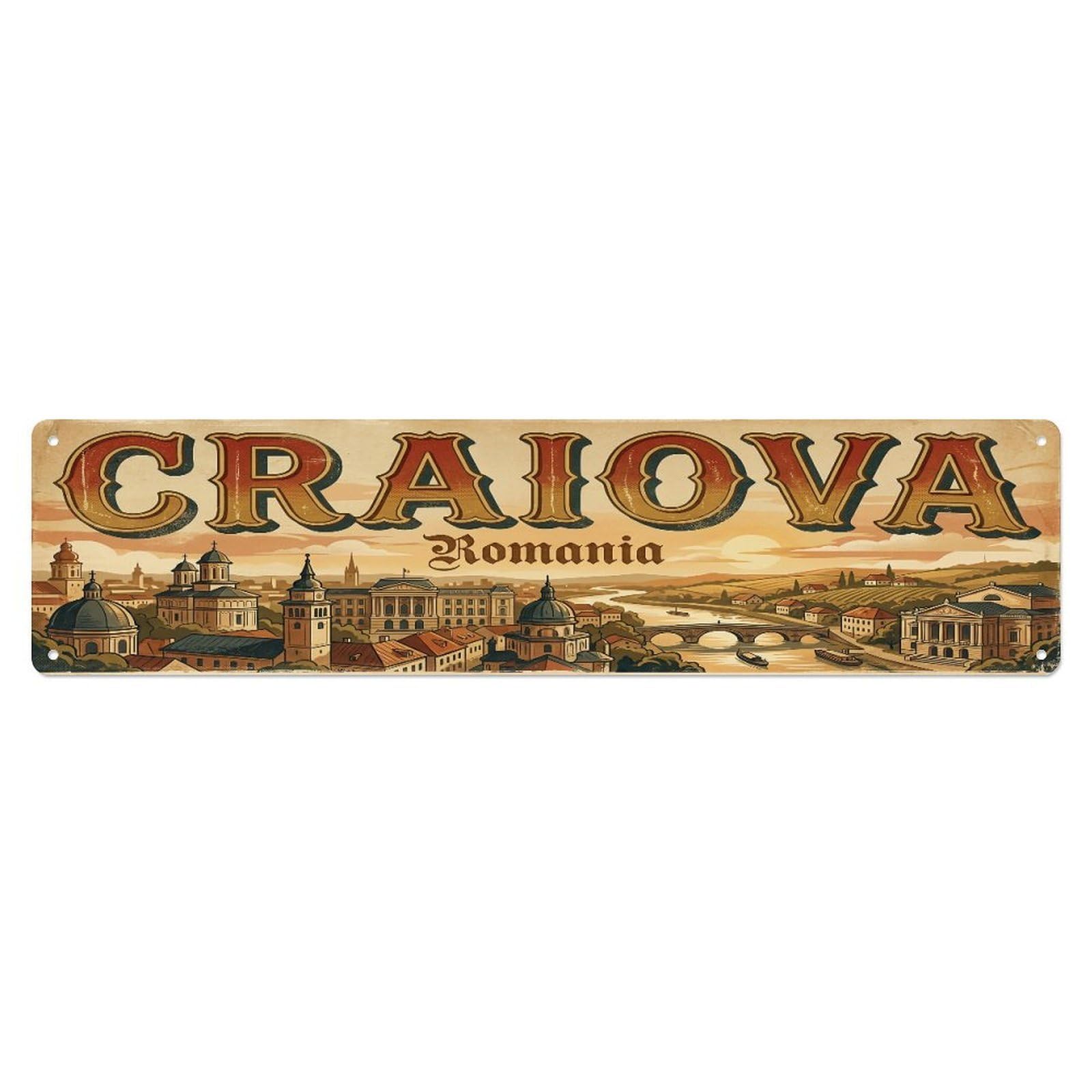 Tgrcjimh Style Metal Tin Sign Retro Travel Romania Craiova