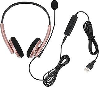 Corded Telephone Headset, Wired Headset with Microphone, Noise Canceling Ergonomic Binaural Business Headset Headphone for Call Center Business Office, All Day Comfort Design (USB)