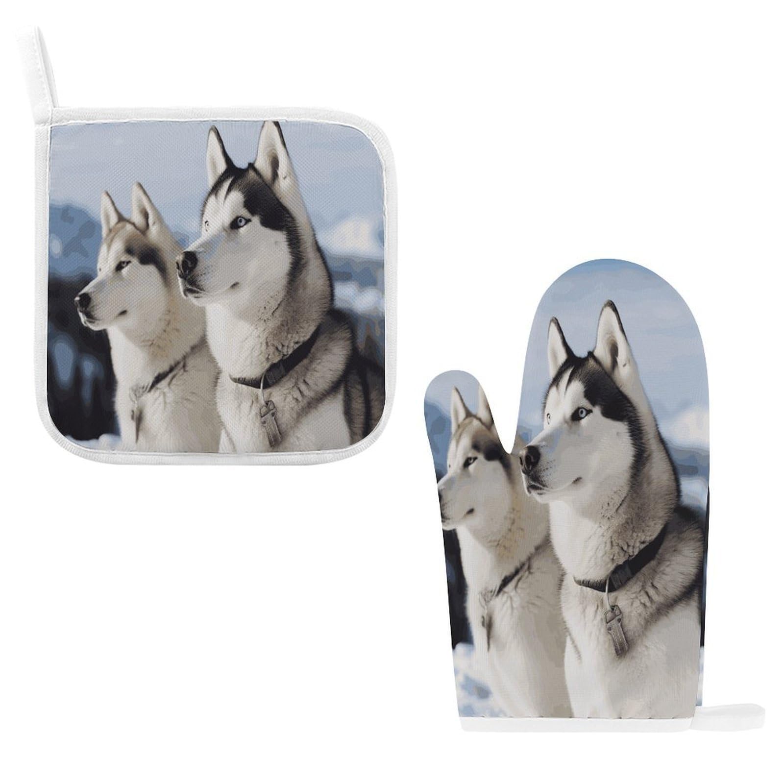 Btcowzrv Style Husky Dogs Oven Mitts And Pot Holders 2Pcs Set