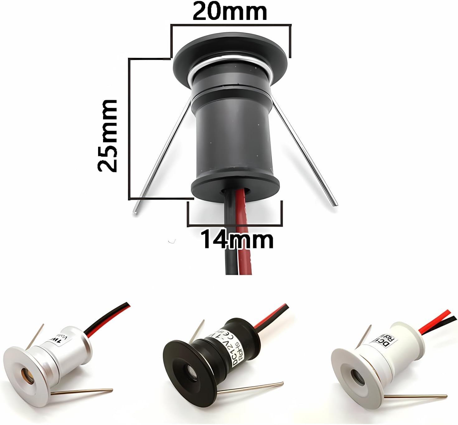 DC12V 1W Mini Spotlight Light - 10PCS with Transformer, 15mm Cut-Out, for Cabinet Wine Display Jewelry Ceiling Lighting 4000K White(120°anglelight)
