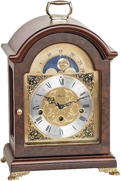 Hermle Table Clock, Wood, Brown, 33cm x 22cm x 15,5cm
