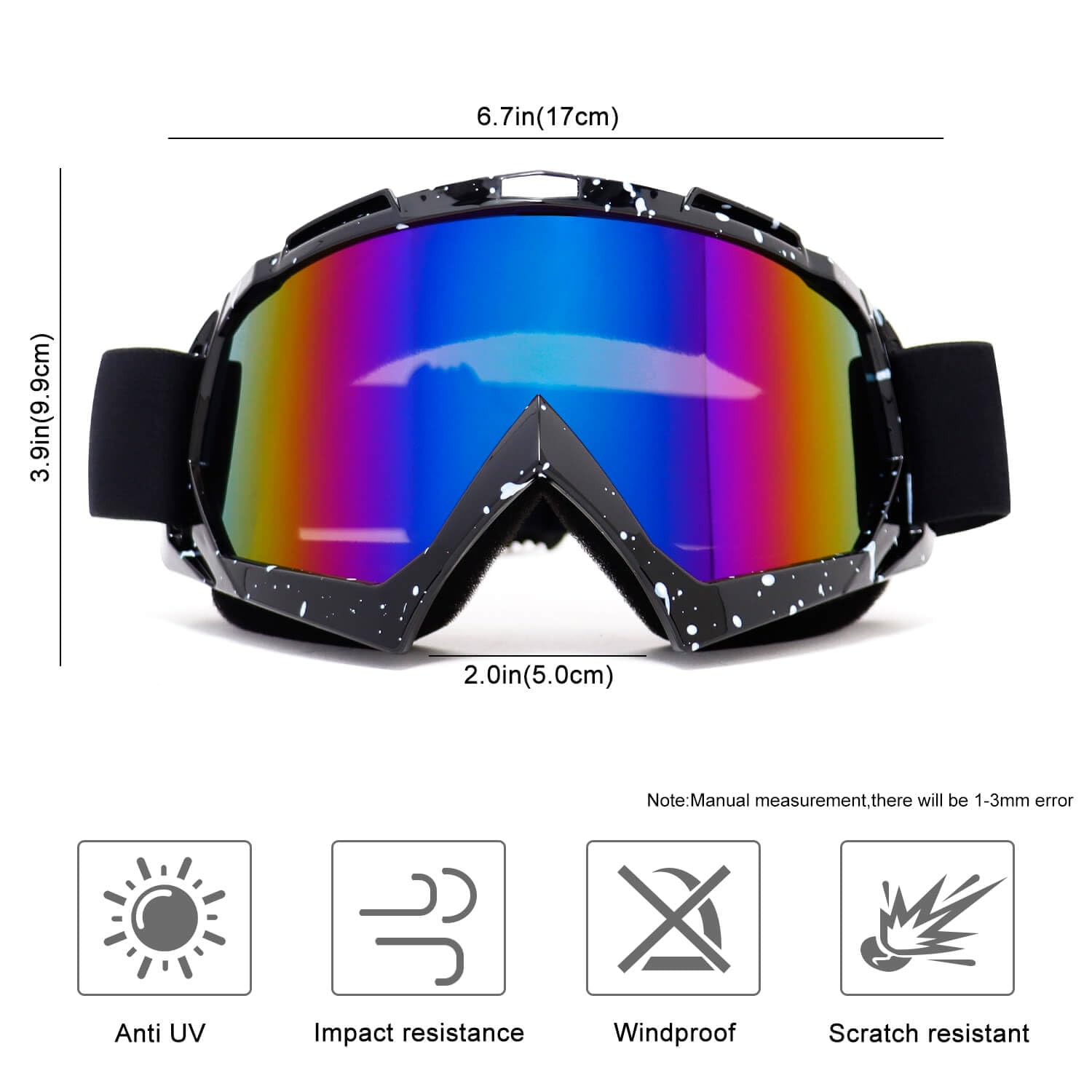 AVV Lunettes de moto pour homme et femme - Coupe-vent - Anti-UV - Pour VTT, motocross