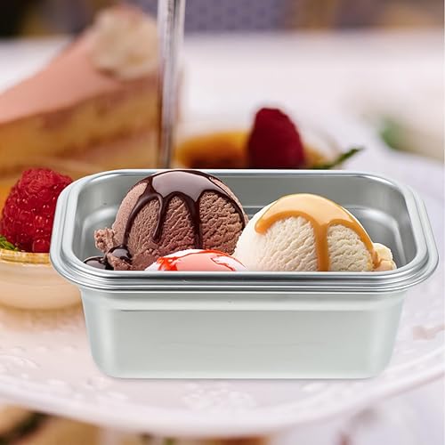Miniatura 7 de Contenedor de almacenamiento de alimentos de acero inoxidable, mini caja de soporte de helado, caja organizadora de nevera, contenedor de congelador