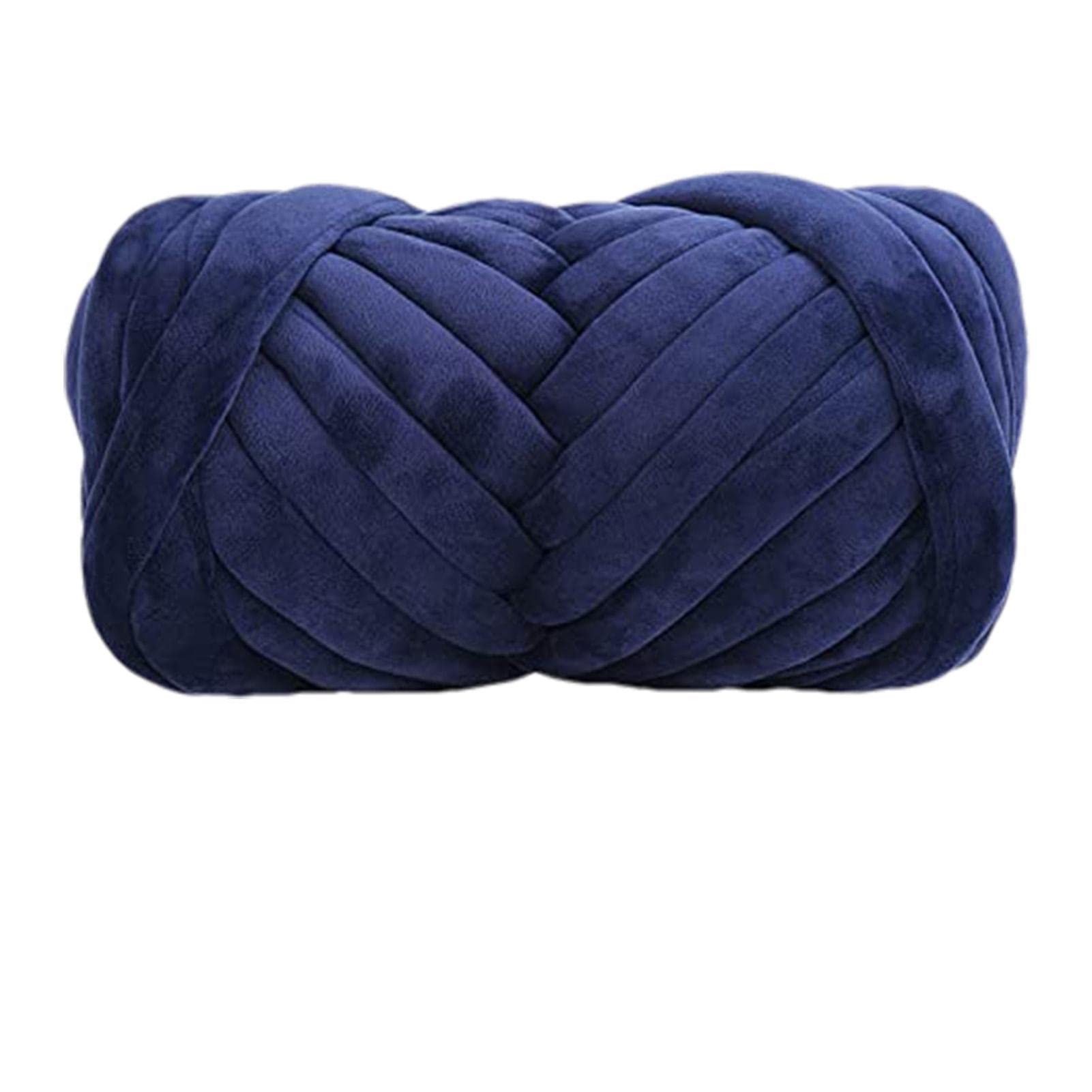 Pw Tools Boys Dark Blue Chunky Cotton Yarn, Arm Knitting Yarn, Jumbo Giant Bulky Yarn For Arm Knitting Handmade Throw Blanket Crafts Carpets, 1 Roll(20 Yards)