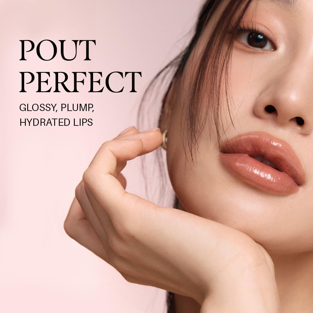 d'alba Piedmont Plumping Lip Glow Mood Volumizer, Feuchtigkeitsspendende Lip Plumper mit veganem Ceramid und Vitamin C & E, vollere Lippen, Volumenlisierender Lipgloss, Glowy Finish, Blütenblatt Rose