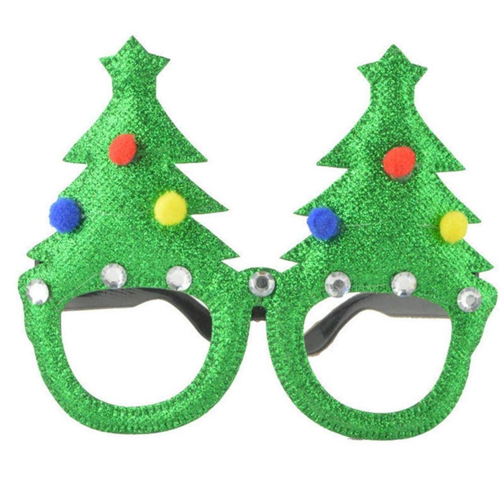 Ruluti Christmas Tree Glasses Frame Christmas Decoration Costume Eyeglasses Funny Eyewear for Xmas Holiday Favors