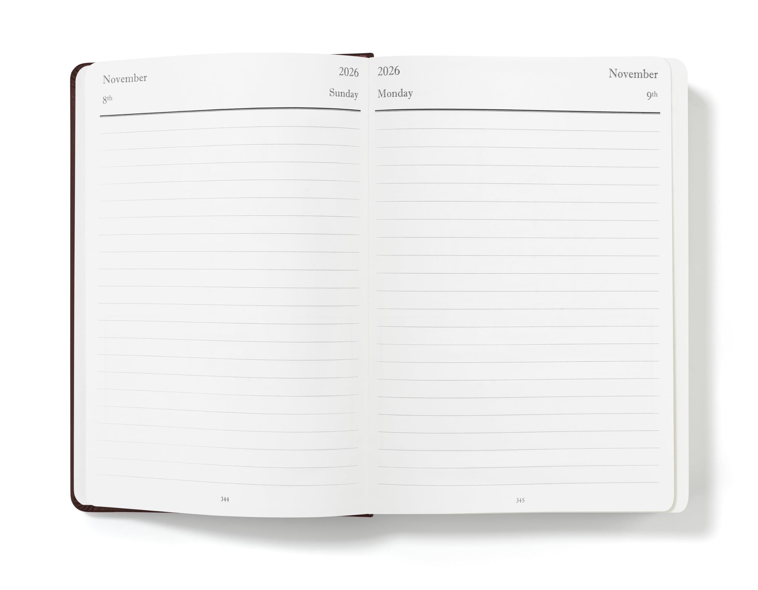 Wykeham's Executive 2026 Daily Journal Planner – US Public Holidays & Format – Customization Available (Conker, 8.5"×5.5")
