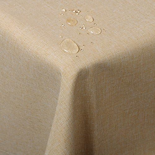 WOLTU Leinenoptik Tischdecke Abwaschbar Eckig, Sand 135x200 cm | Tischtuch Wasserabweisend mit Lotuseffekt,Schmutzabweisend, Pflegeleicht, Dauerhaft, Kratzfest
