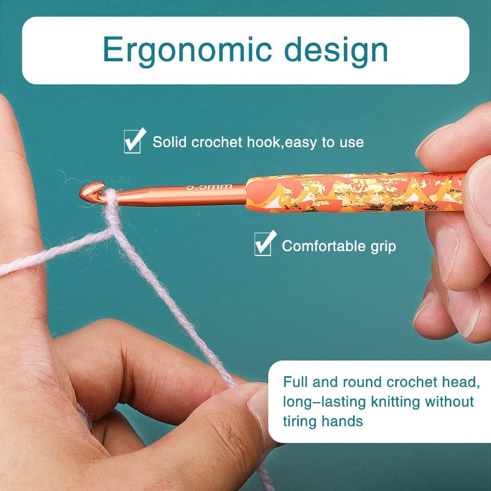Mayboos Warm Crochet Hooks,Crochet Hook Set, 2mm-6.5mm Crochet Kit Comfy Grip Crochet Needles for Crocheting Knitting,Crocheting Art Yarn Craft,Precious Knitting, Crochet Supplies
