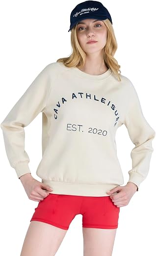 CAVA Essential Sweatshirt for Women | Brushed Fleece, Round Neck, Full Sleeves, Ribbed Cuffs, Embroidery Detail | Cozy Lou...