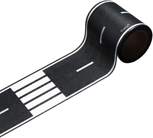 Piokio 33' x 2.4" Black Road Track Tape, Car Tracks are Great for Kids Birthday Party, Racing Party Decoration (1 Rolls)