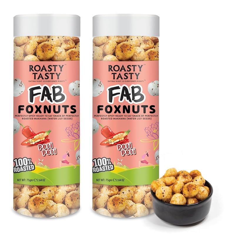Roasty Tasty Peri Peri Fab Foxnuts | Healthy Snacks | Peri Peri Masala Roasted Makhana | Lotus Seed Snack | Healthy & Crispy Puffed Snacks | Protein Puffs | Rich in Nutrients & Gluten Free | Diet Snacks | Pack of 2 (75g each) (B0D22VWQJ6) Amazon Price History, Amazon Price Tracker
