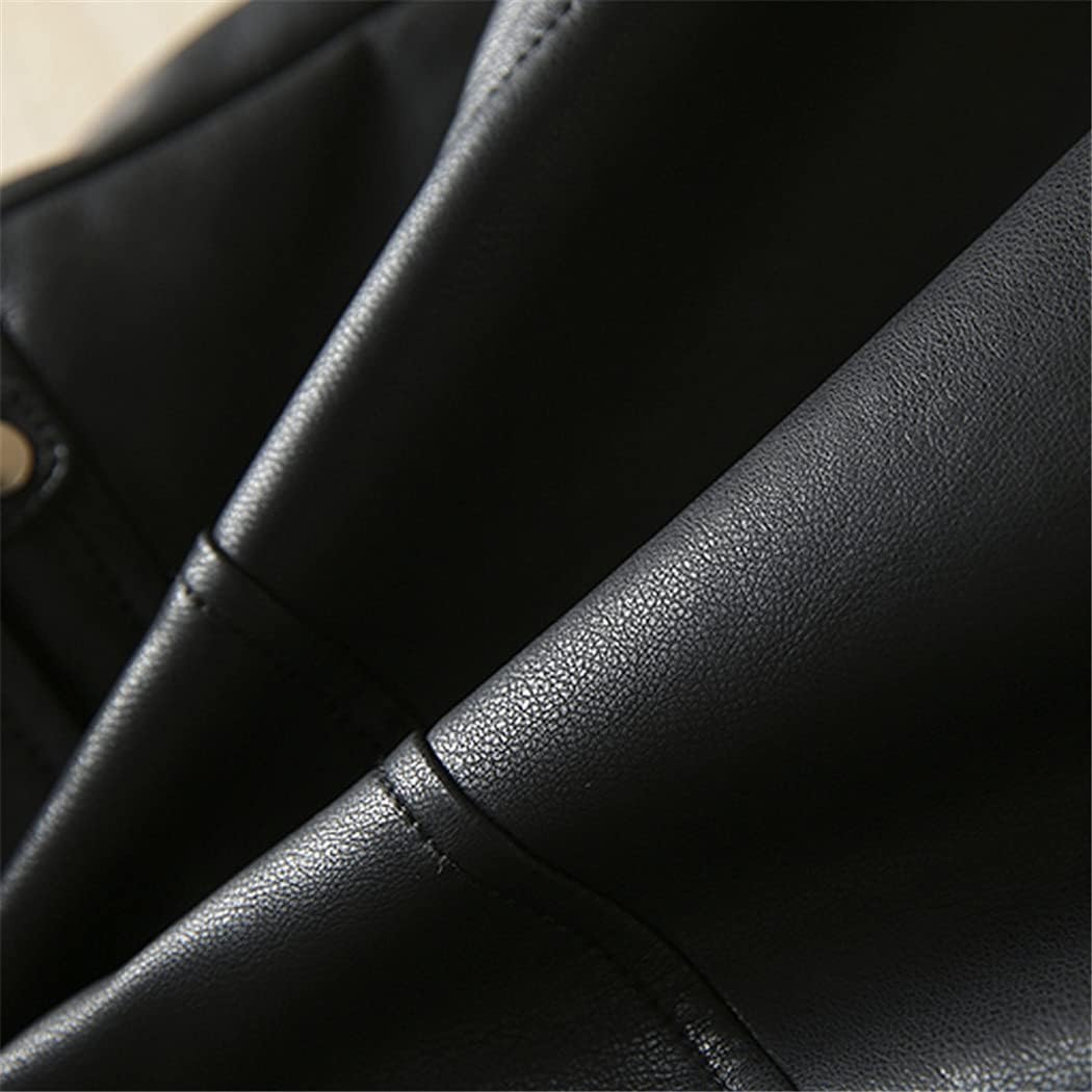 KEHAIOO Spring Autumn Women Black Faux Leather Jacket Casual Zipper with Belt Biker Coat Female Solid Short Outwear