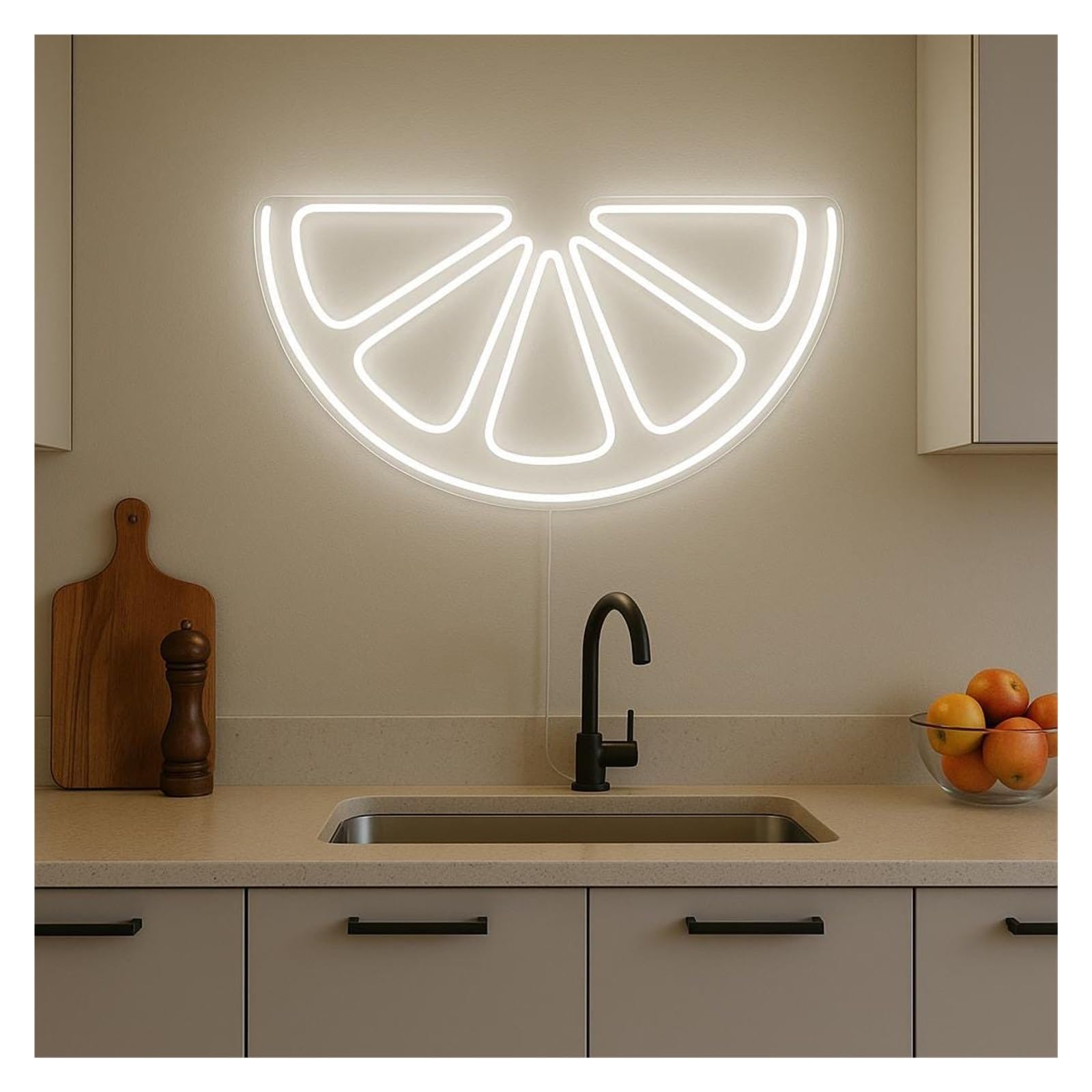 Shouxi B Sign Lamp Lemon Slice Neon Sign, Suitable For Fruit Shop Or Ar Wall Decor With Dimmable 51Cm