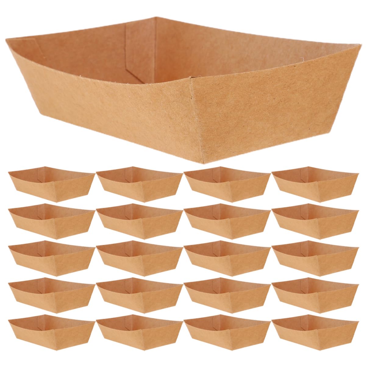 MUCKLILY 200pcs Paper Boat Box Snack Paper Tray Bbq Food Tray Paper Serving Boats Fries Paper Basket Paper Snacks Plate Paper Food Containers Hot Dog Trays Food Treat Boxes Light Brown