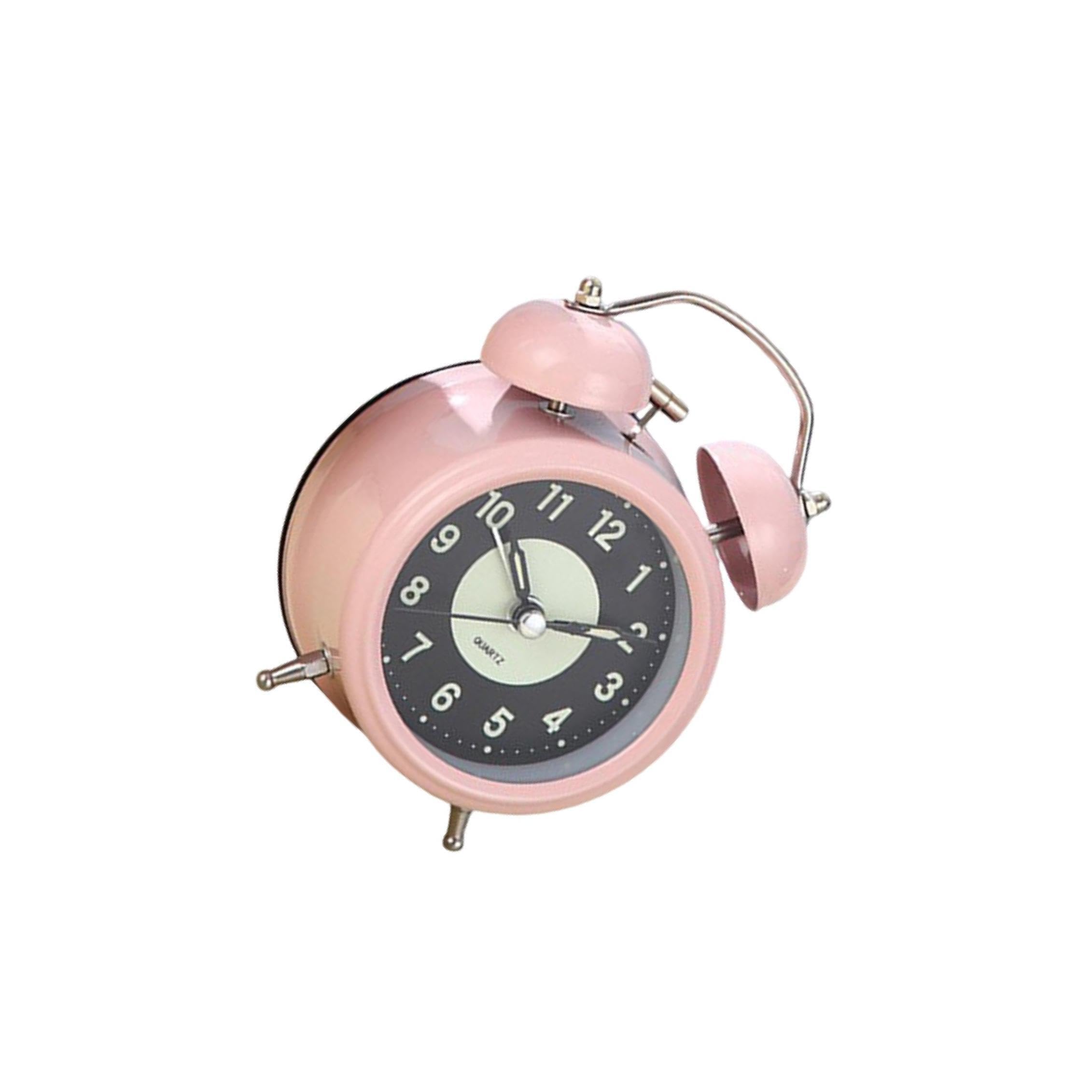 TWISAXC Sophisticated Alarm Clock Twin Bell Silent Sweep Non Ticking Quartz Movement Home Decor With Night Light Night Light Loud Alarm Clock For Heavy Sleepers
