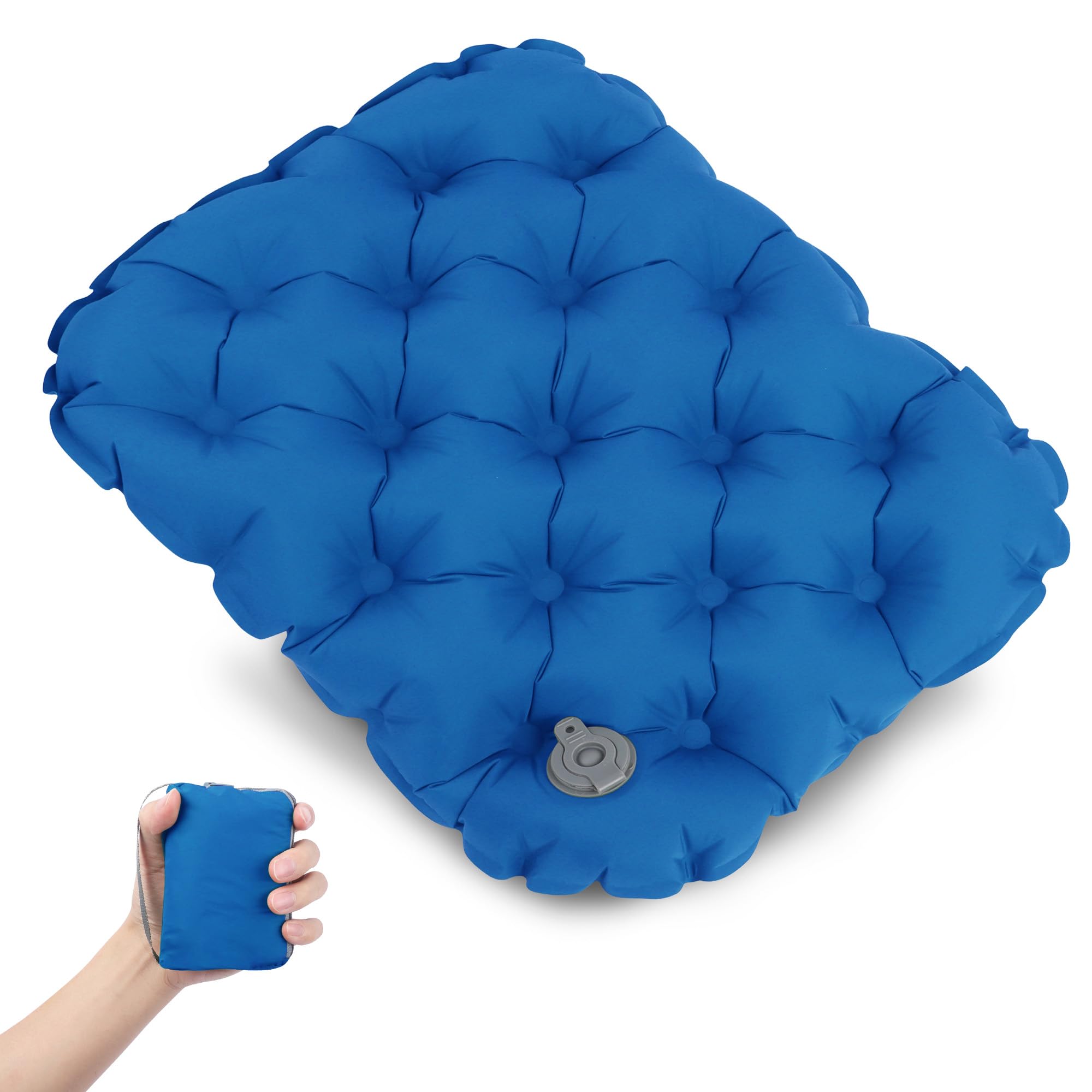 Inflatable Air Cushion Seat, Portable Travel Seat Cushion for Camping, Office Chair, and Long Sitting, Foldable and Lightweight Seat Pad for Comfort and Pressure Relief (Royal blue)