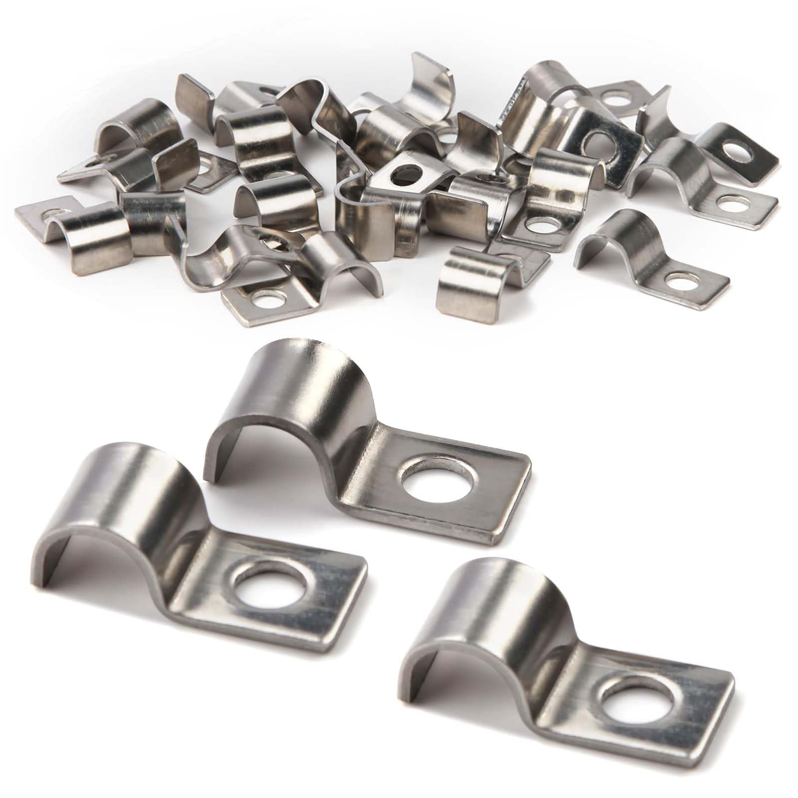 Colliers De Serrage En U Inox - Lot De 50 Pièces Pour Tuyaux/Câbles Ø4-5mm (Fixation Murale)